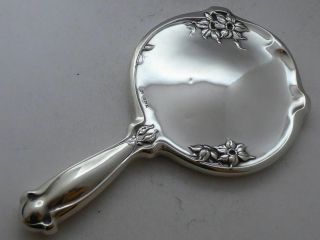 Art Nouveau 1908 Solid Hallmarked Silver Hand Mirror Robert Chandler