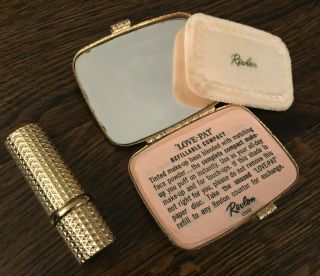 Vintage Gold Revlon Love Pat Compact & Lipstick Set By Van Cleef & Arpels 1960s
