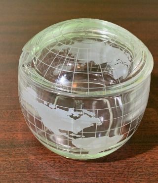 Vintage Nestle Nescafe Glass World Globe Map Sugar Bowl -
