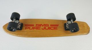 Vintage Sims Pure Juice Skateboard Tunnel IV Wheels Wood Deck Old School 2
