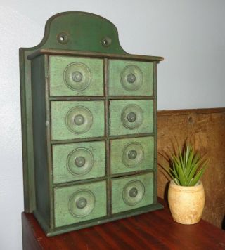 Antique 8 Drawer Spice Cabinet/box/cupboard/apothecary/chest/greens - Painted