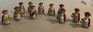 Set Of 11 Vintage Erzgebirge Style Wood Figures Playing Different Instruments