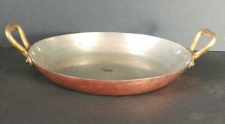 Mauviel France Copper Saute’ Pan Tin Lined 8 " Vintage Double Handled Slope Sides