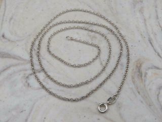 Vintage Italy Sterling Silver 2mm Rolo Link Chain 24 " Necklace