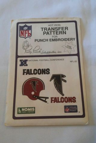 Vtg Nfl Falcons Hot Iron Transfer Pattern For Punch Embroidery Pretty Punch