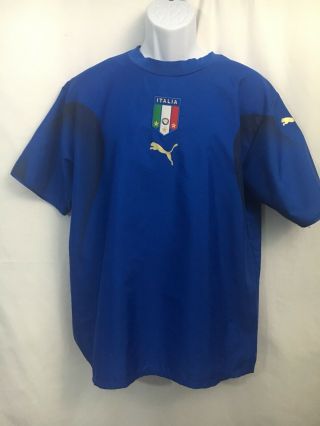 Puma Figc Italia Blue T Shirt Soccer Football Italy Mens Size Large