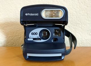 Vintage Polaroid 600 Instant Print Film Land Camera Flash Blue Grey