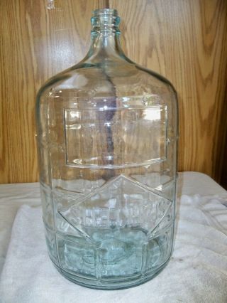 (v) Vintage Sparkletts Clear Glass 5 Gallon,  18.  9 Ltr.  Water Bottle Jug Coin Jar