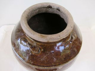 Martaban Jar Asia Pottery Antique Chinese Ceramic Pot Dark Brown Glazed Rare F3 2
