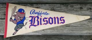 Vintage Buffalo Bisons Aaa Minor League Baseball Pennant Flag Retro Old Logo