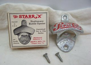 Vintage Pepsi Cola Starr - X Cast Iron Bottle Opener W/ Box