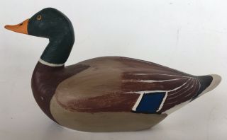 Vintage Hand Carved Painted Miniature Mallard Drake Wood Duck Decoy