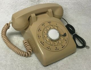 Vintage 1950s Western Electric C/d 500 5 - 58 Light Brown Rotary Dial Desk Phone