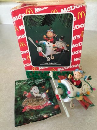 Enesco Mcdonalds Airplane Christmas Tree Ornament Tasty Take - Off 1994 Vtg 599174
