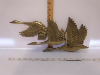 Large Vintage Solid Brass Plaque - Flying Geese Goose Ducks 16 " Long X 7 " High