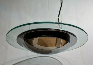 Vtg Nos Sonneman Kovacs Mid Century Modern Chrome Pendant Saucer Ceiling Light