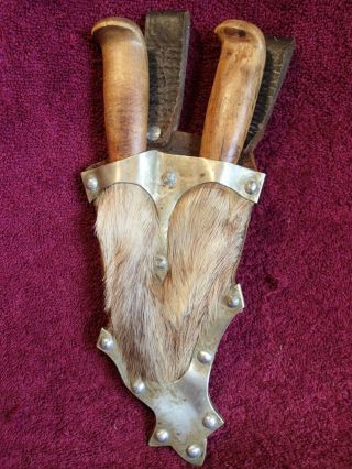 Handmade Antique Double Knife Puukko W Sheath Finland Finnish Sami Lapland