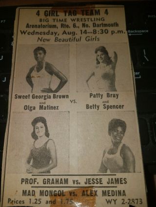 Vintage Female Wrestlers Autographs Sweet Georgia Brown,  Wwe Wwf