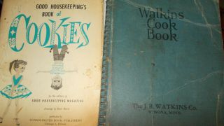 Antique Watkins Cook Book & 1958 Good Housekeeping Book Of Cookies