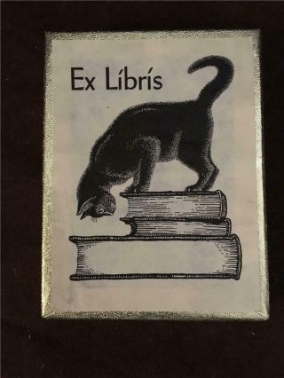 44 Antioch Bookplates Vtg Ex Libris Curious Black Cat On Books