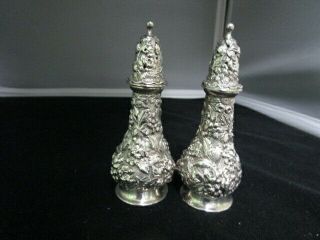 Stieff Sterling Silver Rose Repousse Salt & Pepper Shakers