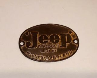 Vintage Jeep Willys Overland Auto Brass Serial Plate.  Emblem Badge Ornament