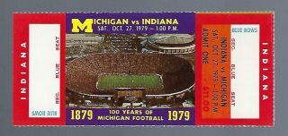 1979 Ncaa Indiana Hoosiers @ Michigan Wolverines Full Football Ticket
