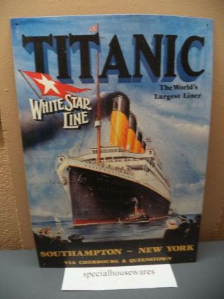Titanic Tin Metal Sign 16.  5 " X 11.  5 " White Star Ocean Liner Ship Vgc Msrp $20
