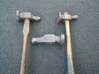ANTIQUE VINTAGE 3 SILVERSMITH JEWELER HAMMER TOOL CHASE REPOUSSE CHASING 2