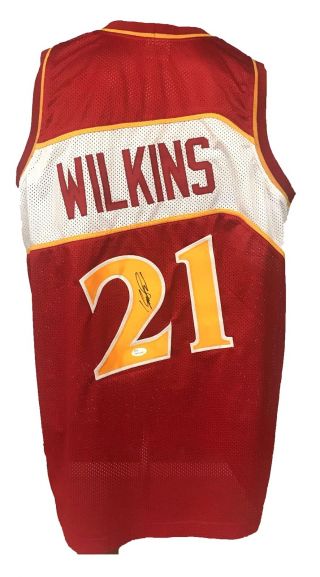 Dominique Wilkins Autographed Pro Style Red Jersey Jsa Authenticated