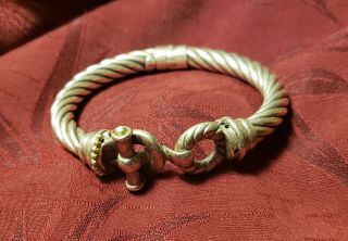 Heavy Vintage Sterling Silver Twisted Cable Rope Cuff Bracelet With Hinge.  925