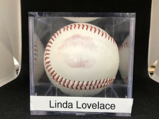 Linda Lovelace Signed Autographed Baseball,  Lipstick Kiss Print Psa Guarantee