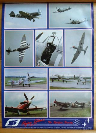 Flying Colours Poster,  Celebrating The 50th Anniversary Of The Spitfire,  20 " X 28 "