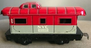 Vintage Marx Tin Litho O Scale Caboose Nyc 20102 Model Train Railroad Rr