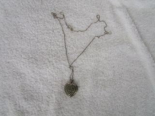 Vintage 24 " [ Solid Sterling Silver ] Heart Locket Necklace