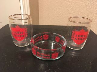 Vintage Lone Star Beer Glasses And Ashtray