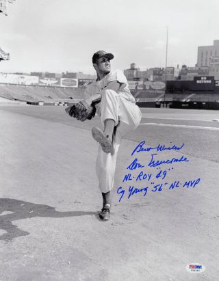 Don Newcombe Signed 11x14 Photo Roy Cy Mvp Brooklyn Dodgers Psa/dna Autographed