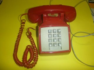 Vintage Red Push Button Telephone Bell System At&t Western Electric