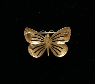 Vtg PANETTA Gold Tone Rhinestone Butterfly Brooch SIGNED 1 1/2 