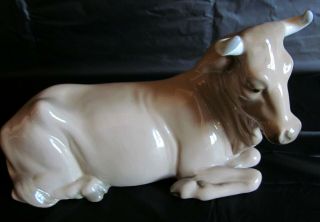 Vintage 1981 Lladro Nao Daisa Nativity Set Bull Calf Cow Ox Figurine 7 " X4 " Spain
