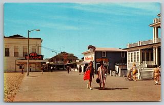 Ocean City Md Maryland,  Early Morning Boardwalk Scene,  Old Vintage Postcard A50