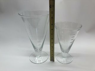 2 Vintage Lab Glass Footed Apothecary Measuring Cones With Single Pour Spout