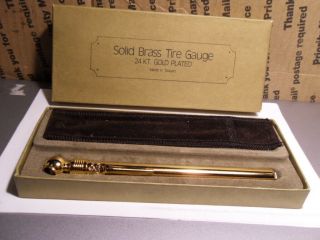 24k Plated,  Solid Brass Tire Gauge With Case & Box