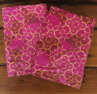 Pair 2 Vtg Ikea Andrea Bloom Pink Floral Damask 100 Cotton Standard Pillowcases