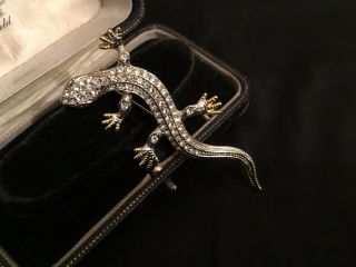 Vintage 50s Diamanté Sparkly Lizard/gecko Brooch 4452