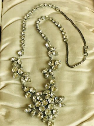 Vintage Sparkling Art Deco Rhinestone Paste Articulated Drop Necklace