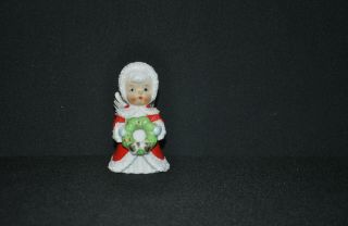 Vintage Christmas Enesco Angel Girl Figurine Holding Wreath
