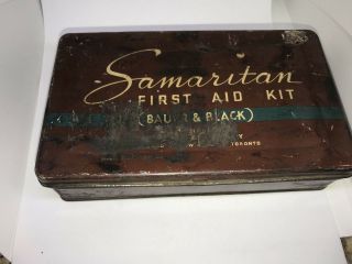 Vintage Samaritan First Aid Kit Bauer & Black Progress Administration Tin