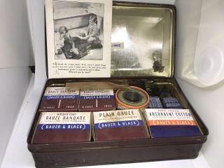 Vintage Samaritan First Aid Kit Bauer & Black Progress Administration Tin 2