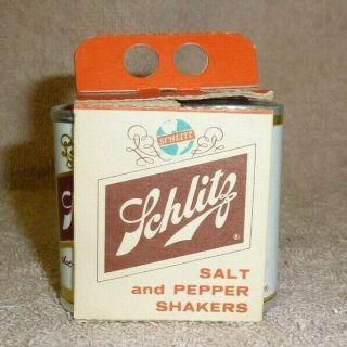 Vintage 1961 Schlitz Salt And Pepper Shakers Cans In Package